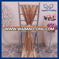 SH005D Custom made many colors Nice new wedding chair sash gold sequin chair sash with white flower